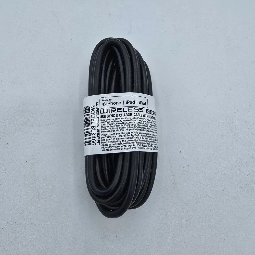 10 Foot Black Wireless Gear Charging Cable Heavy Duty For iPhone/iPad New